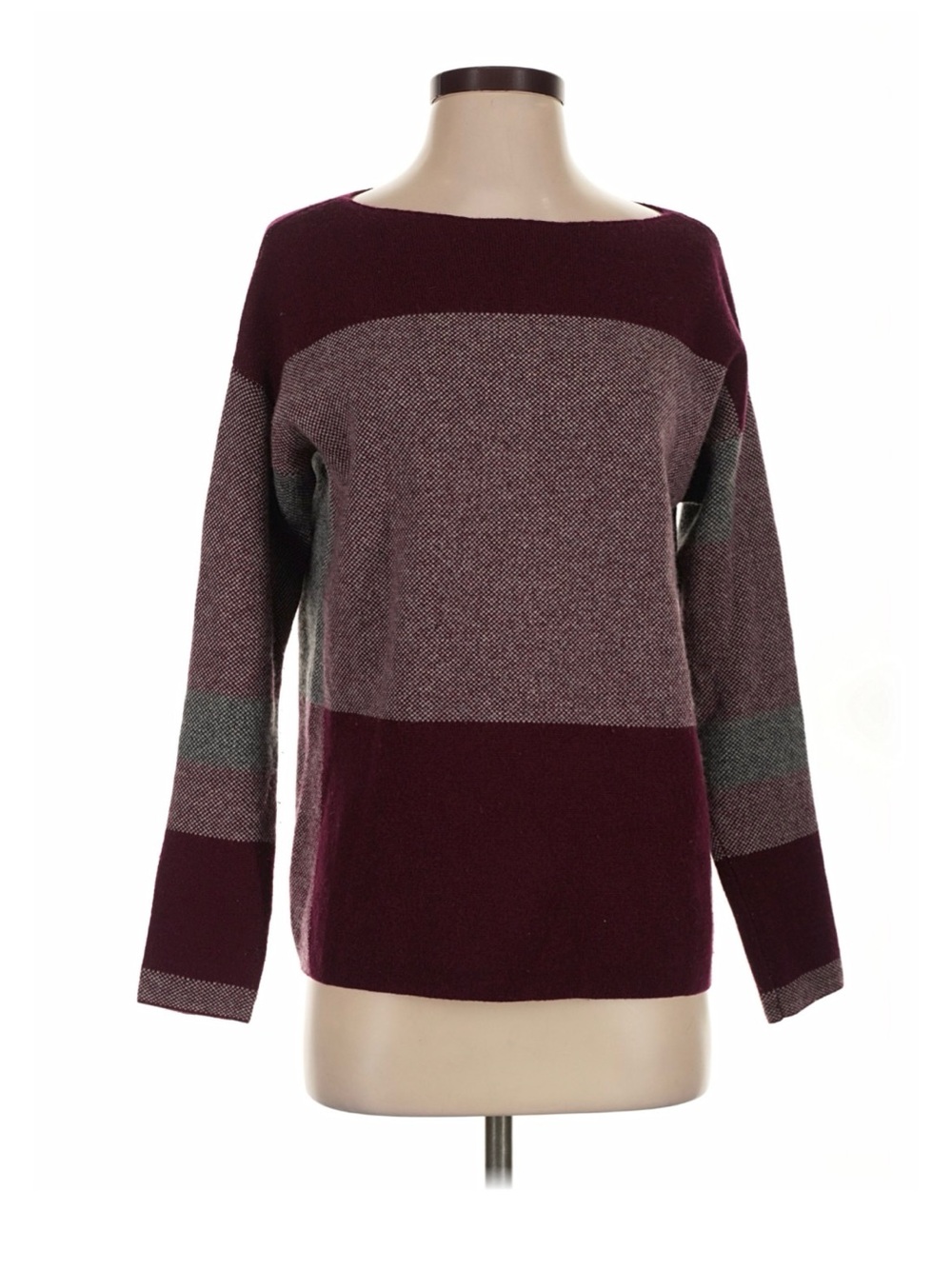 Vince Burgundy and Gray Colorblock Sweater
